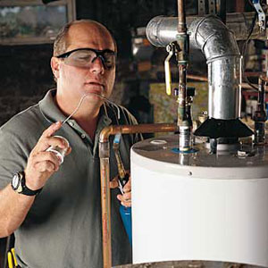 Santee CA water heater repair specialist welds intake line